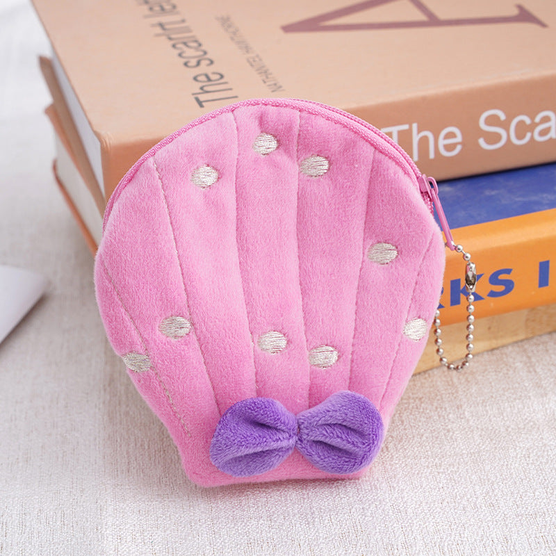 Wholesale Plush Scallop Children's Coin Purse Keychain